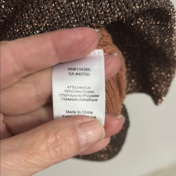 Rust Orange Sweater with Glitter Trim - Picture 5 of 6